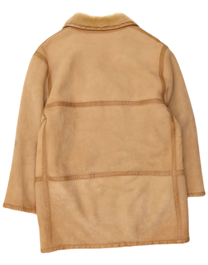 Emanuel Ungaro Herre Shearling Overfrakke UK 38 Medium Beige