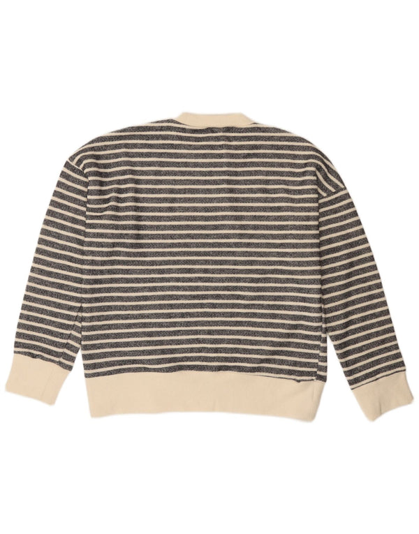 ZARA sweater med rund hals til kvinder UK 14 Medium sort stribet polyester