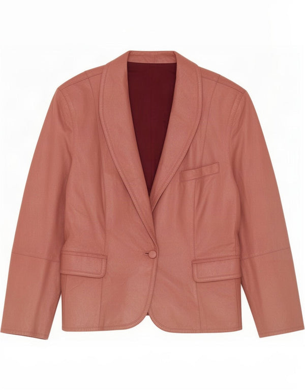 Vintage dame 1 knap læder blazerjakke IT 44 Medium Pink