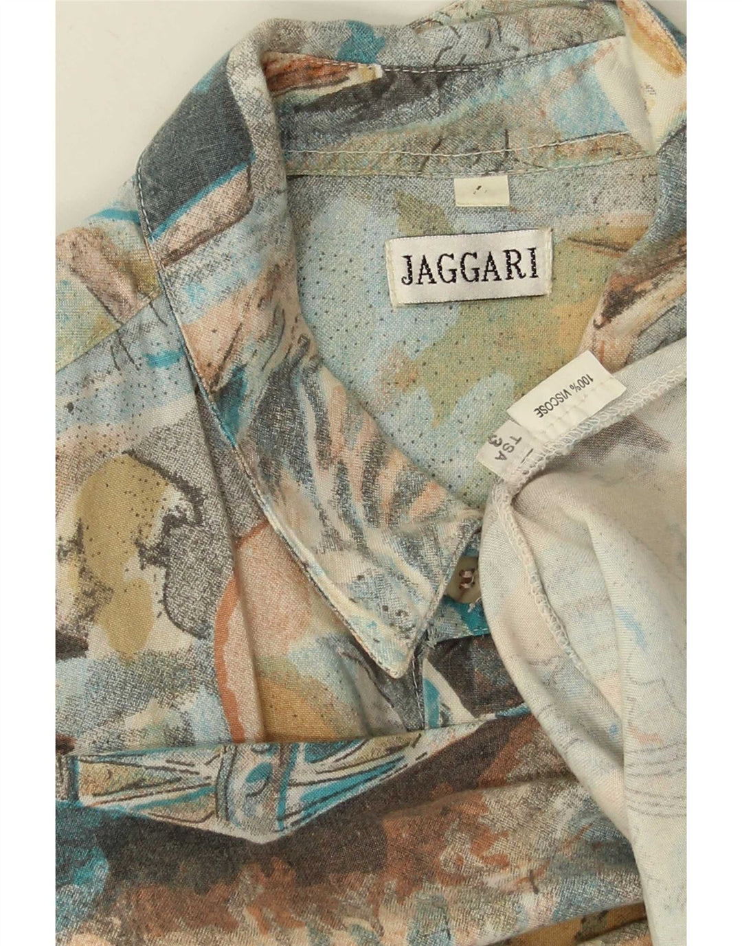 Vintage herreskjorte stor flerfarvet patchwork viskose
