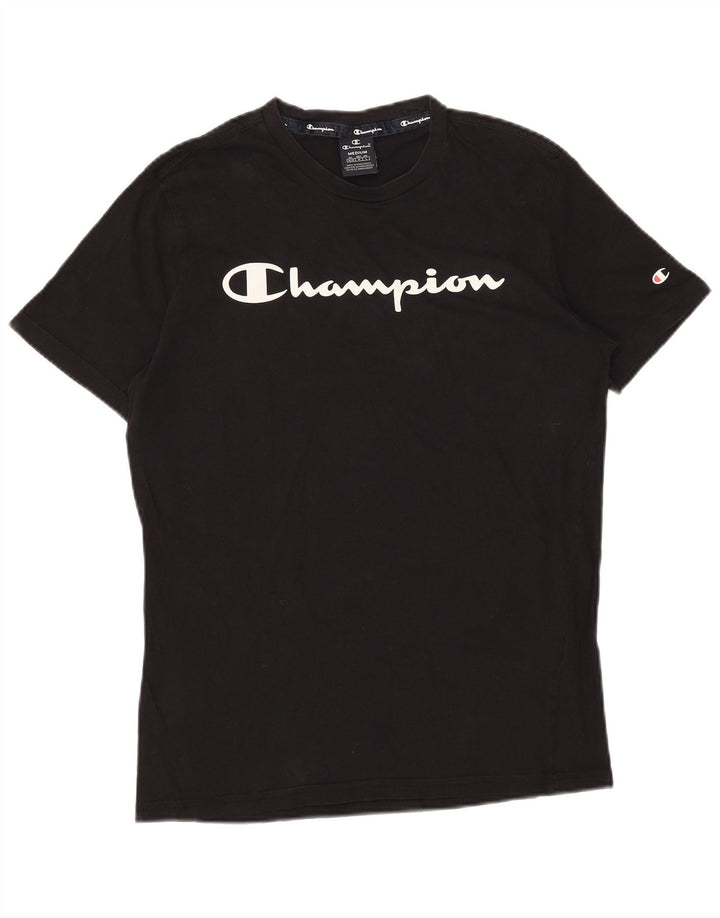 CHAMPION Herre grafisk T-shirt Top Medium Marineblå Bomuld