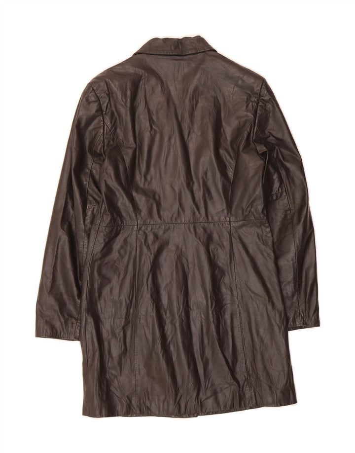 BENETTON Womens Leather Coat IT 42 Medium Brown Leather Vintage Benetton and Second-Hand Benetton from Messina Hembry 