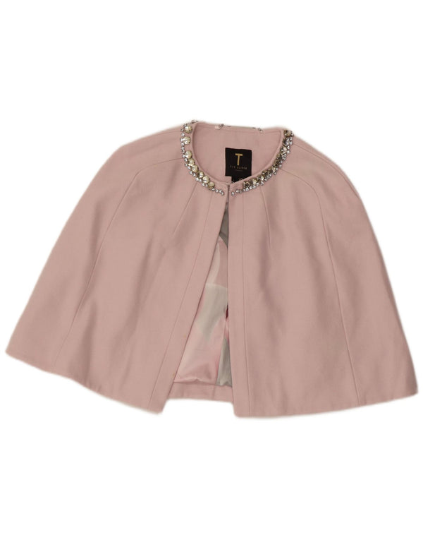Ted Baker Womens Poncho Coat UK 14 Large Pink Wool
