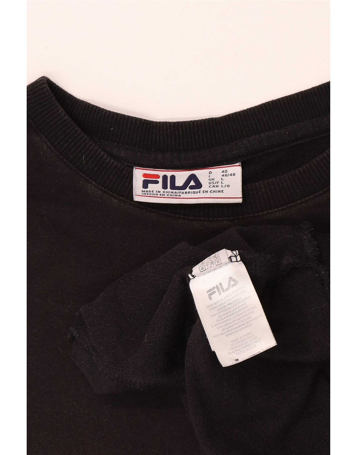 Fila Dame Oversized Sweatshirt Jumper UK 16 Stor Sort Bomuld