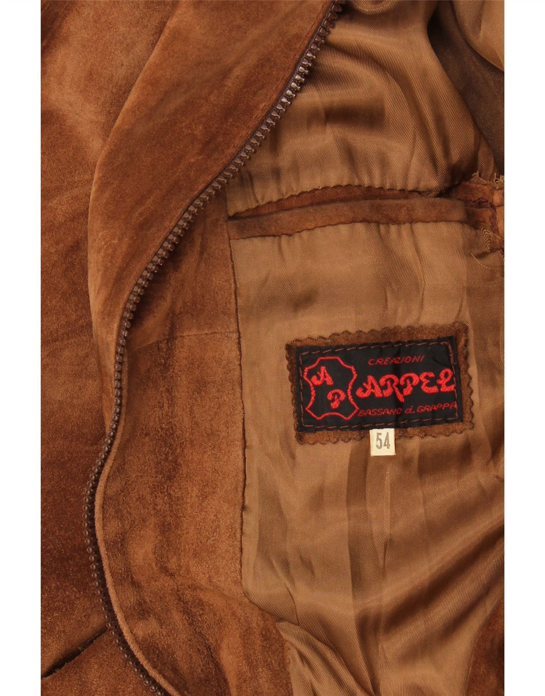 Vintage herre ruskind bomberjakke IT 54 2XL Beige