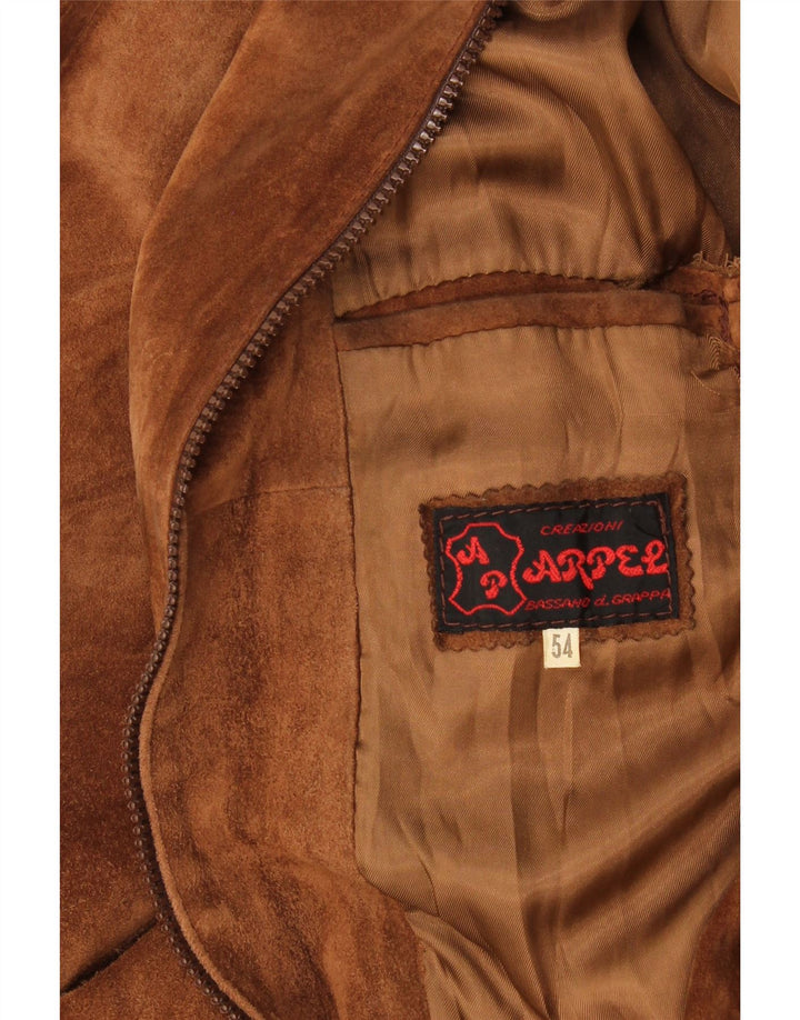 Vintage herre ruskind bomberjakke IT 54 2XL Beige