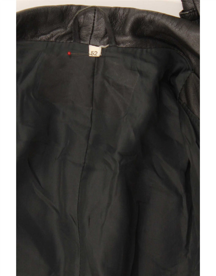 Vintage herre dobbeltradet læderfrakke IT 52 XL Sort