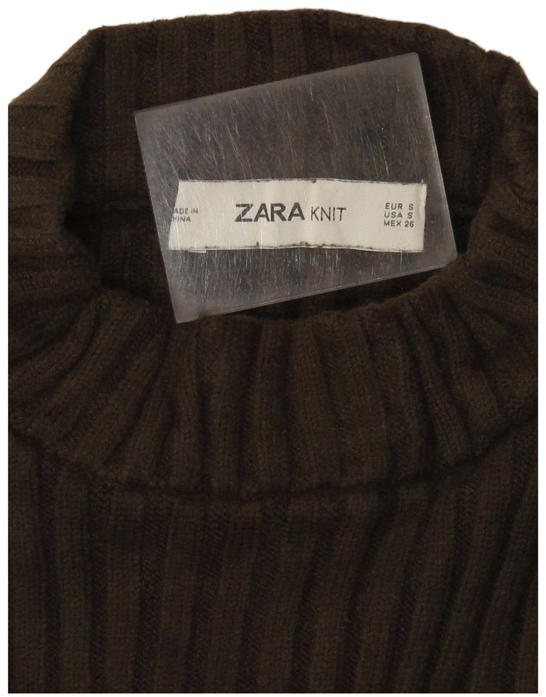 Zara Womens Crop Oversized Turtle Neck Jumper Sweater UK 10 Small Khaki