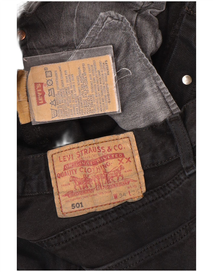 LEVI'S Herre 501 Straight Jeans W34 L36 Sort Bomuld