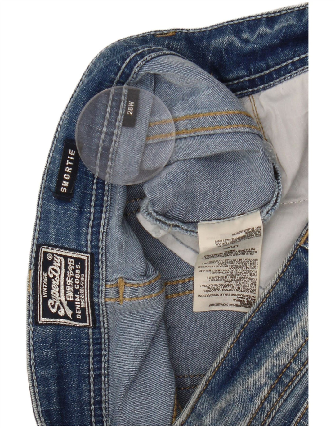 SUPERDRY denimshorts til kvinder W28 Mellemblå bomuld