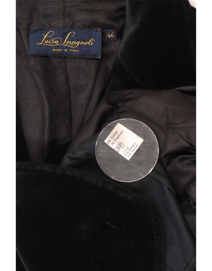 Luisa Spagnoli Dame 2 Button Velvet Blazer Jacket IT 44 Medium Sort