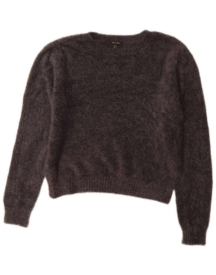 Massimo Dutti Dame Boat Neck Jumper Sweater UK 14 Medium Grå Polyamid
