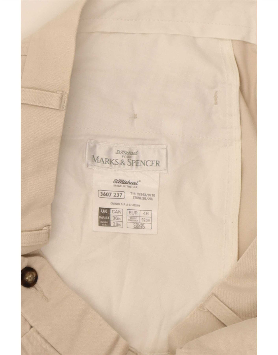 Marks & Spencer Herre Pegged Suit Bukser W36 L29 Beige Bomuld