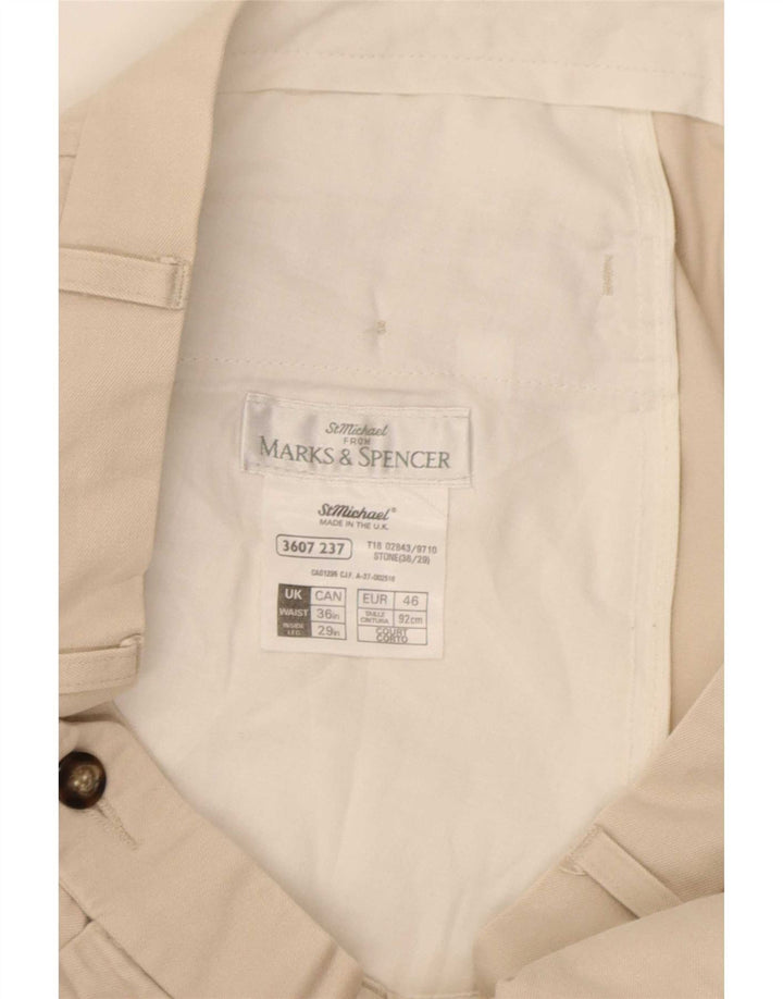 Marks & Spencer Herre Pegged Suit Bukser W36 L29 Beige Bomuld