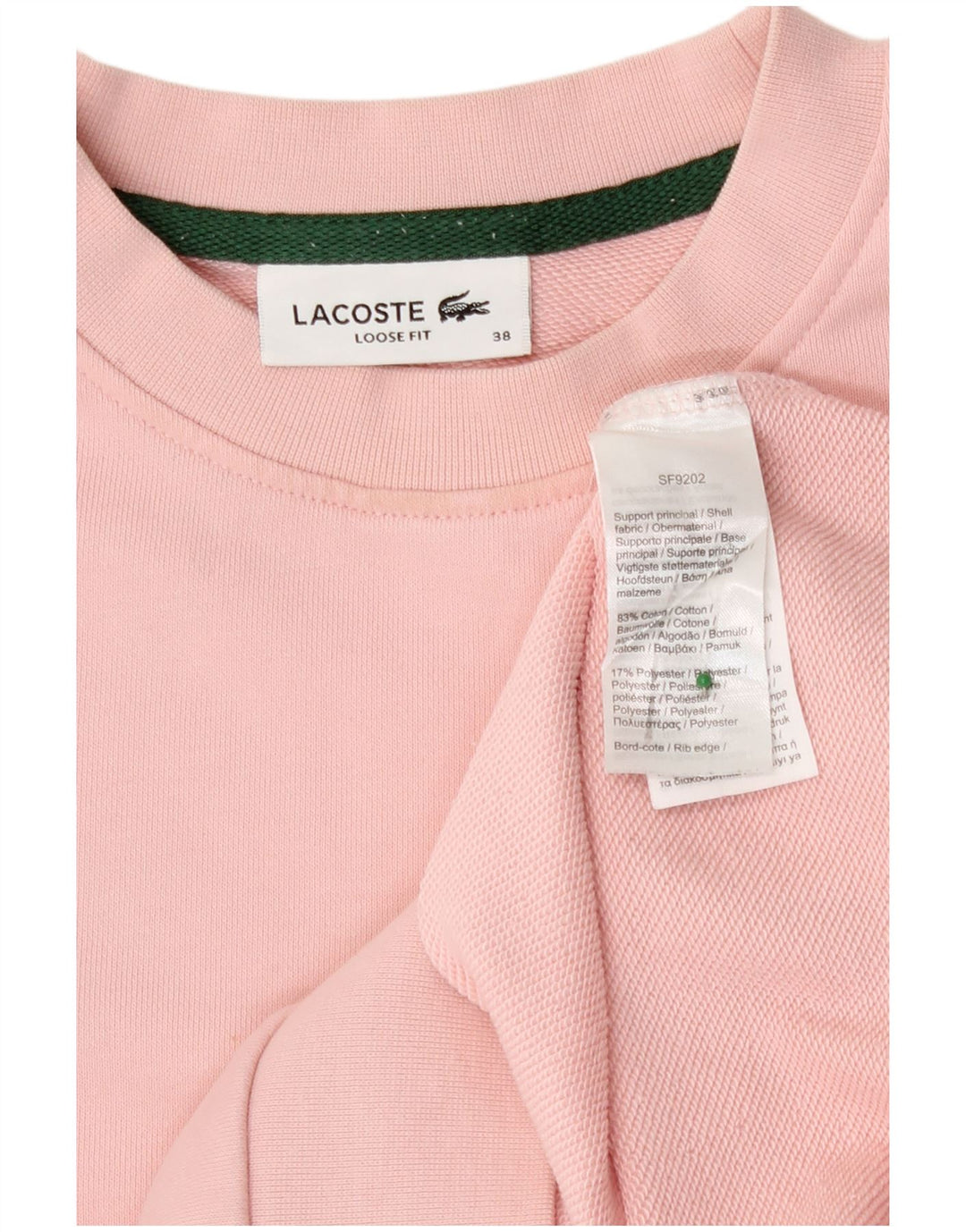 Lacoste Dame Loose Fit Sweatshirt Jumper Størrelse 38 Medium Pink