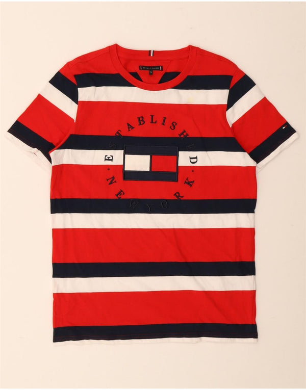 Tommy Hilfiger drenge grafisk t-shirt top 15-16 år rød stribet bomuld