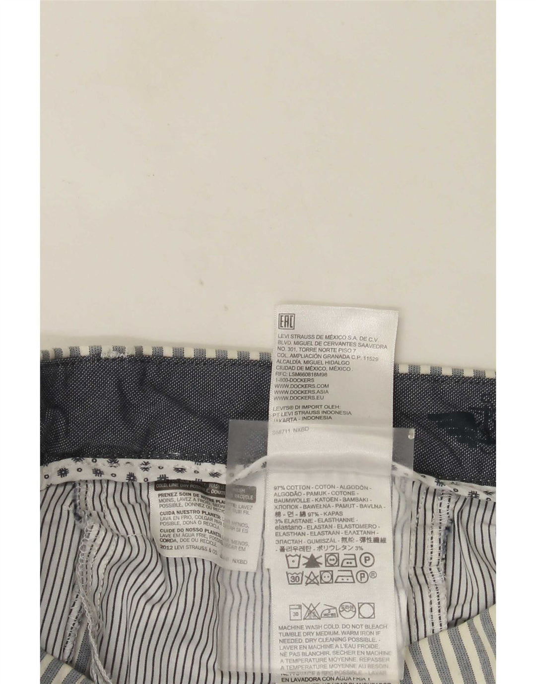Dockers Chino Shorts til mænd W32, store gråstribede bomuld