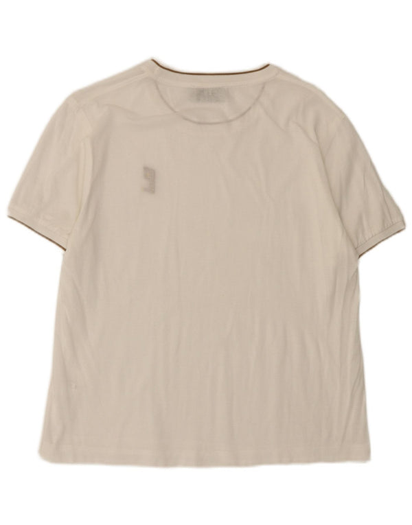 Carlo Pignatelli Dame T-Shirt Top UK 12 Medium Hvid Bomuld