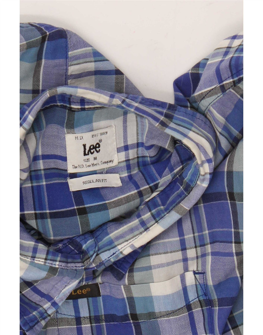 Lee Kortærmet skjorte med normal pasform til kvinder UK 14 Medium Blue Plaid