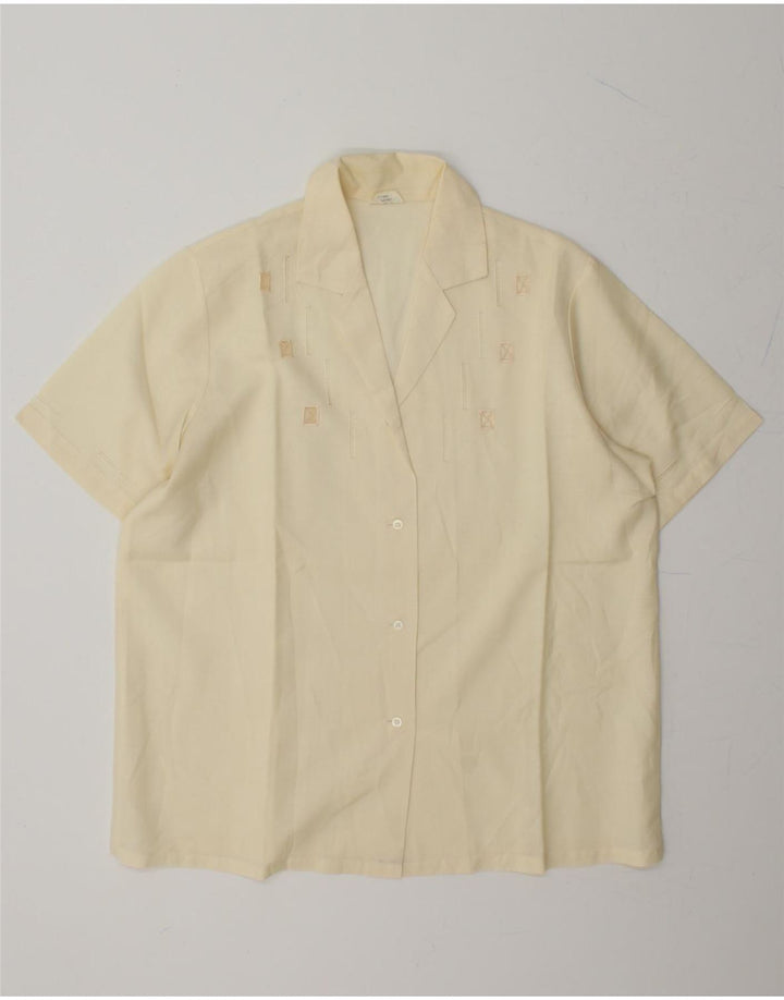 VINTAGE Womens Short Sleeve Shirt Blouse IT 50 XL Off White Polyester Vintage Vintage and Second-Hand Vintage from Messina Hembry 
