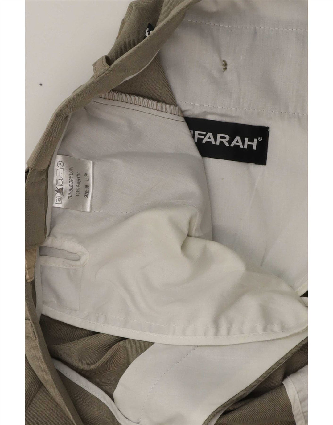 Farah Straight Casual Bukser til mænd W38 L29 Beige Polyester