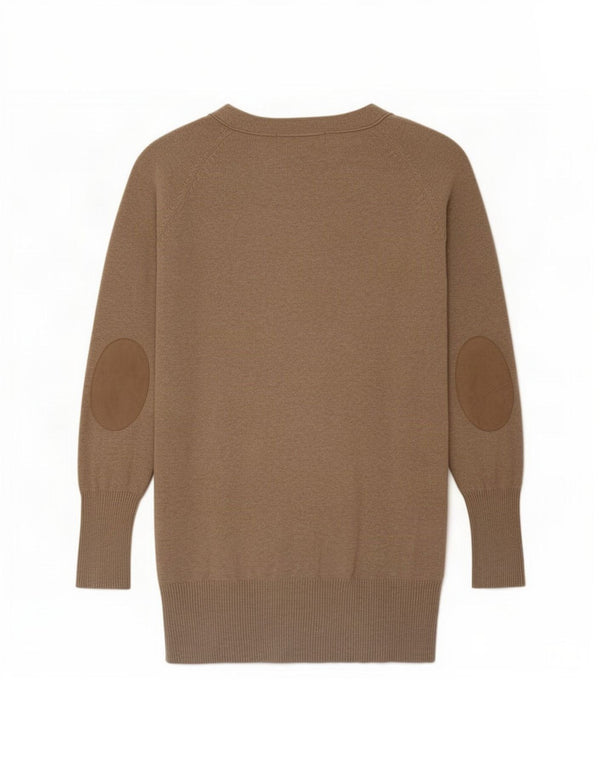 Zara Dame Longline Cardigan Sweater UK 14 Stor Beige Bomuld