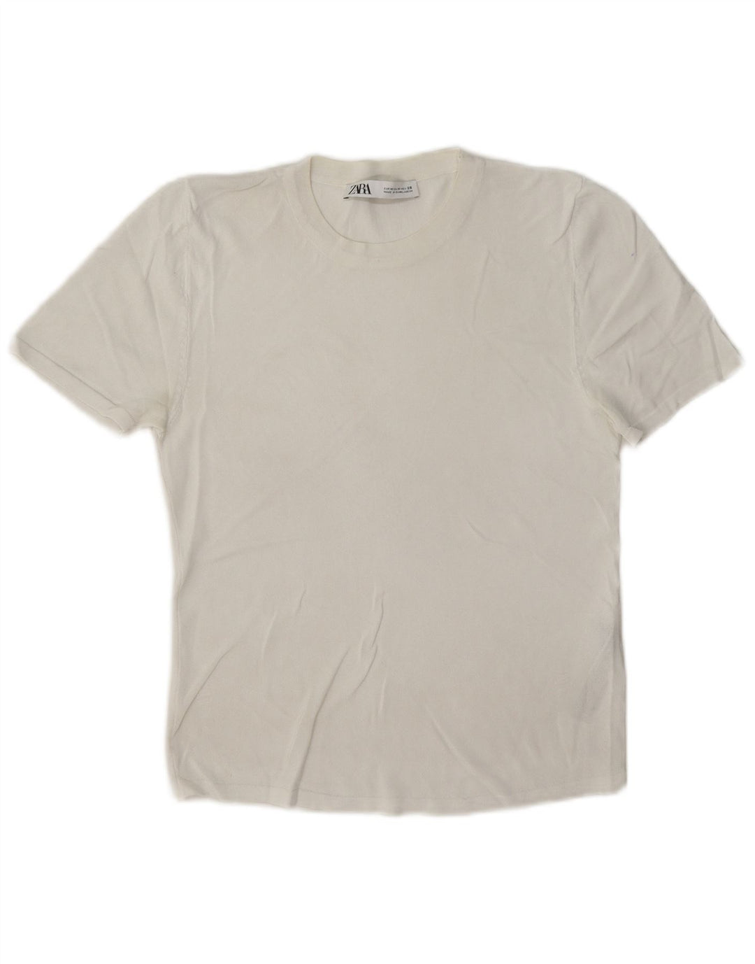 Zara T-Shirt Top UK 12 Medium White Viscose
