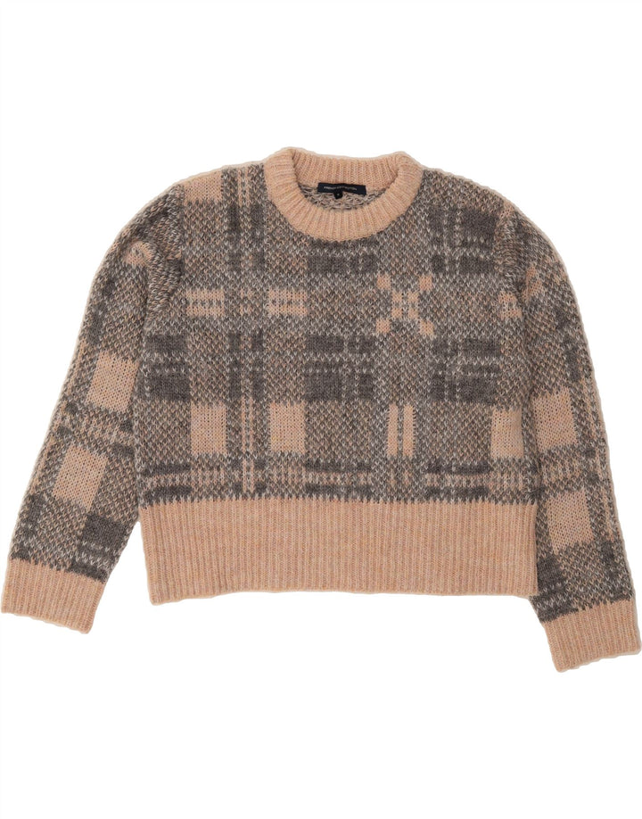 FRENCH CONNECTION Womens Crop Crew Neck Jumper Sweater UK 14 Medium Grey Vintage French Connection and Second-Hand French Connection from Messina Hembry 