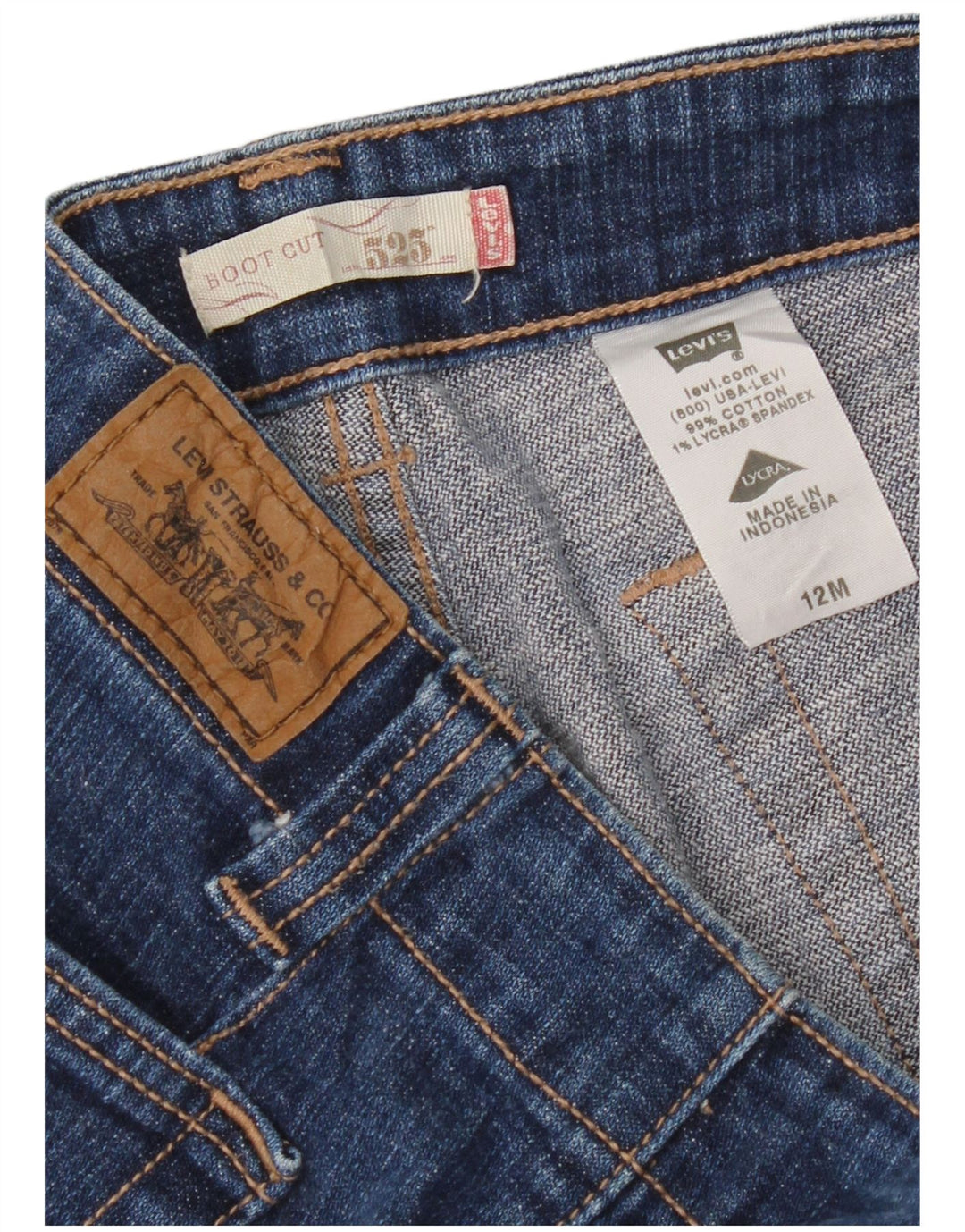 Levi's Dame 525 Bootcut Jeans US 12 Large W34 L32 Blå Bomuld
