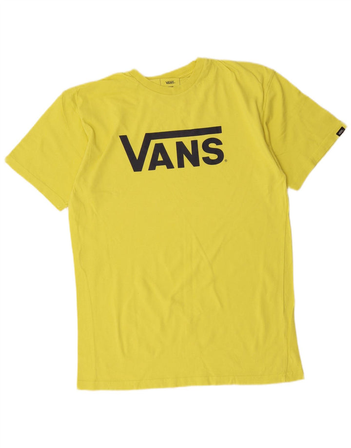 VANS Herre Classic Fit Grafisk T-Shirt Top Medium Gul Bomuld