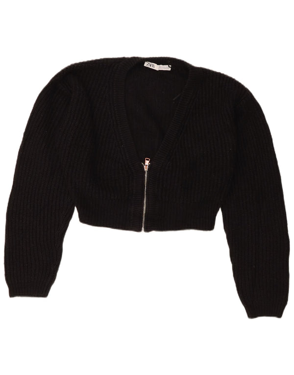 Zara Womens Oversized Bolero Cardigan Sweater UK 10 Small Black Acryl