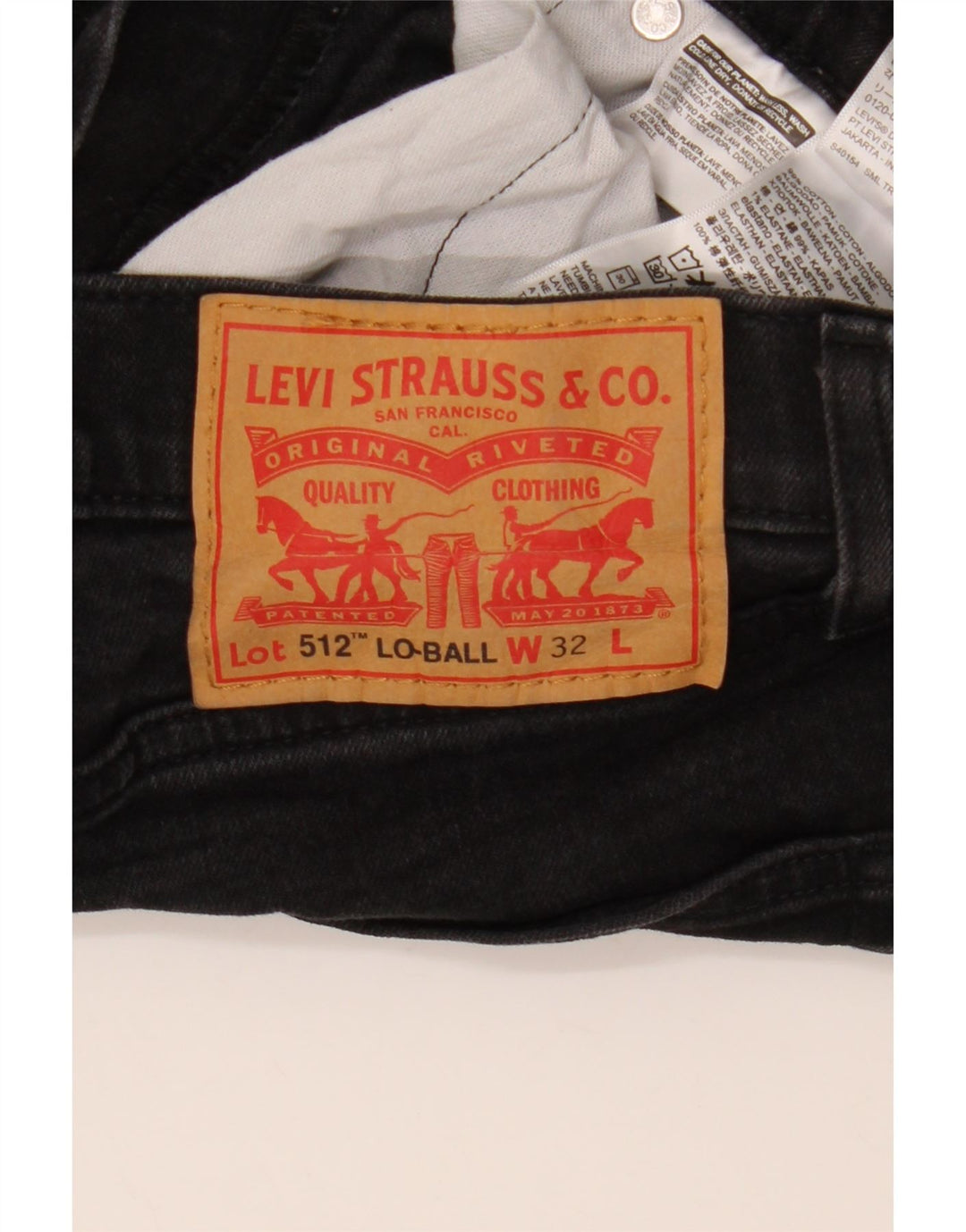 LEVI'S Herre 512 Slim Tapered Jeans W32 L31 Sort Bomuld