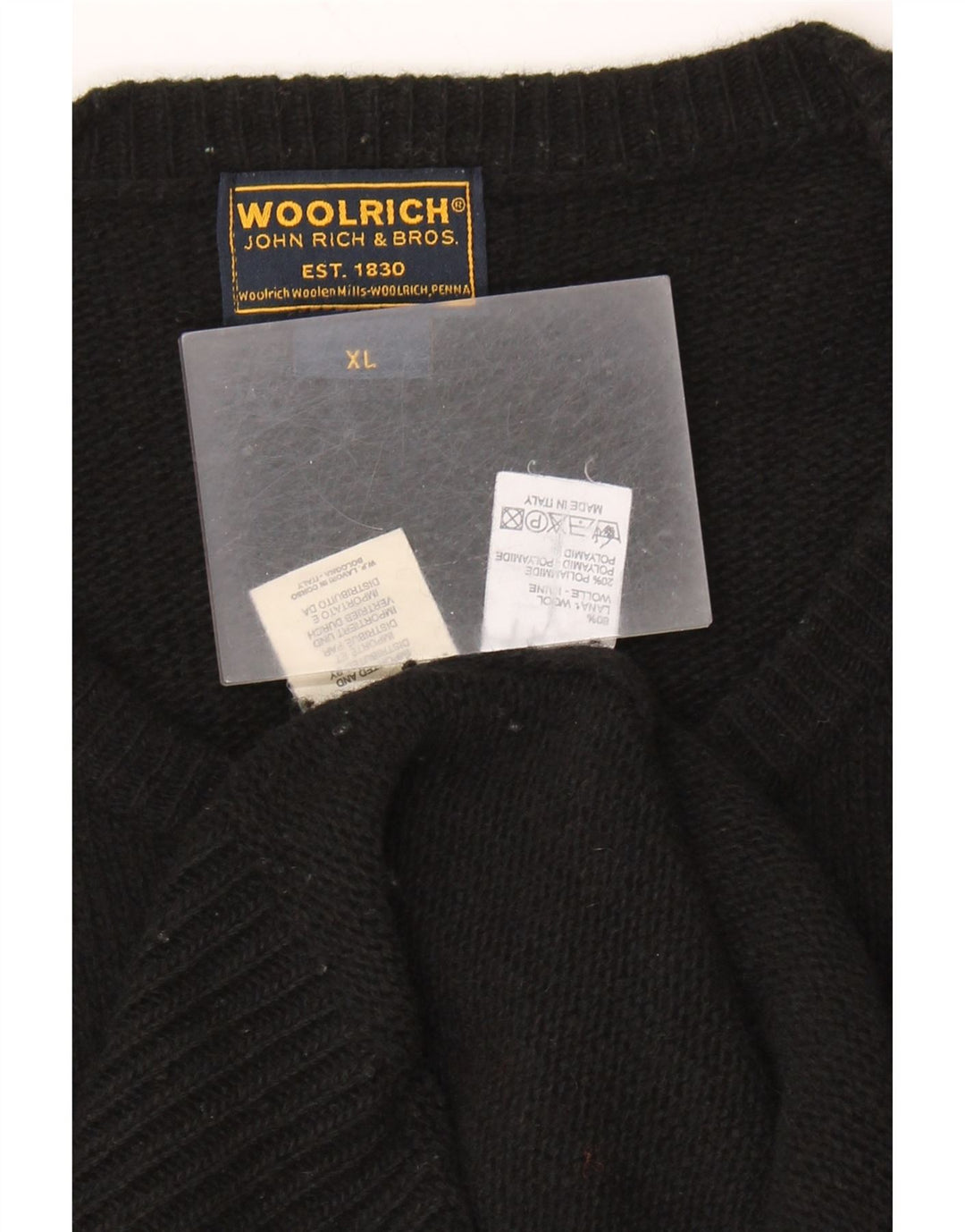 Woolrich Herre grafisk rund hals sweater XL sort uld