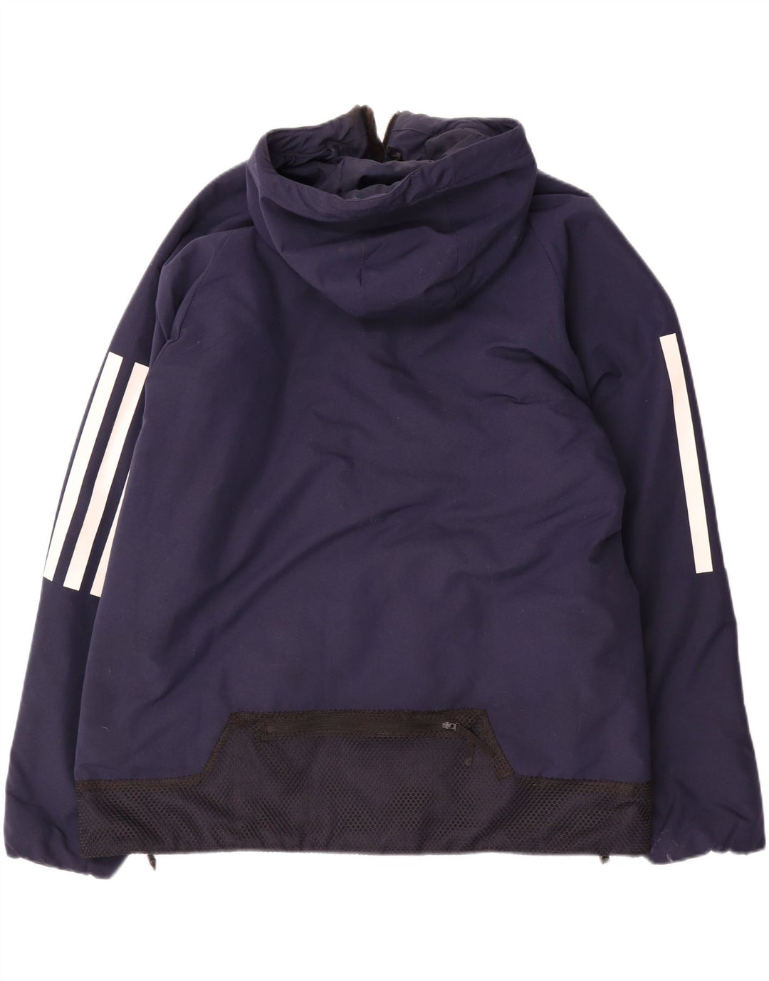 Adidas Herre Hooded Windbreaker Jacket UK 40 Large Navy Blue Polyester