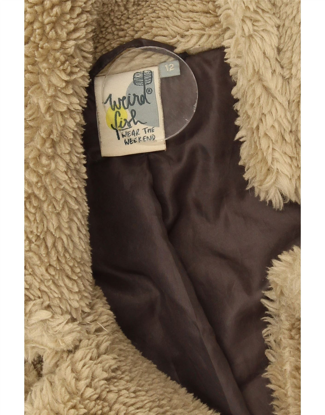 Weird Fish Dame Teddy Bear Sherpa Jacket UK 12 Medium Beige Polyester
