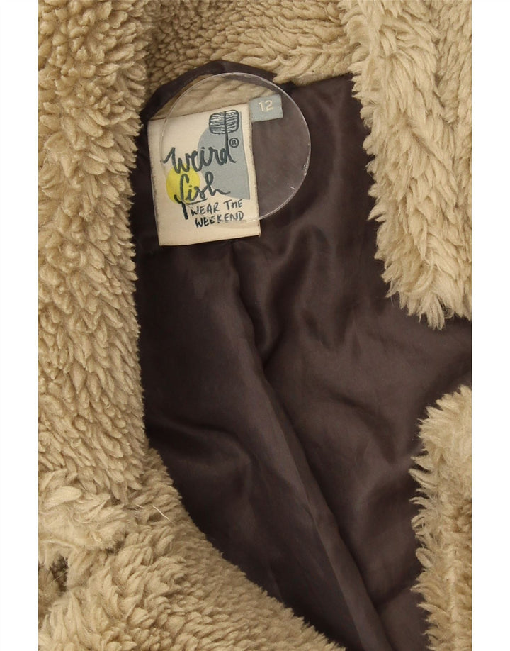 Weird Fish Dame Teddy Bear Sherpa Jacket UK 12 Medium Beige Polyester