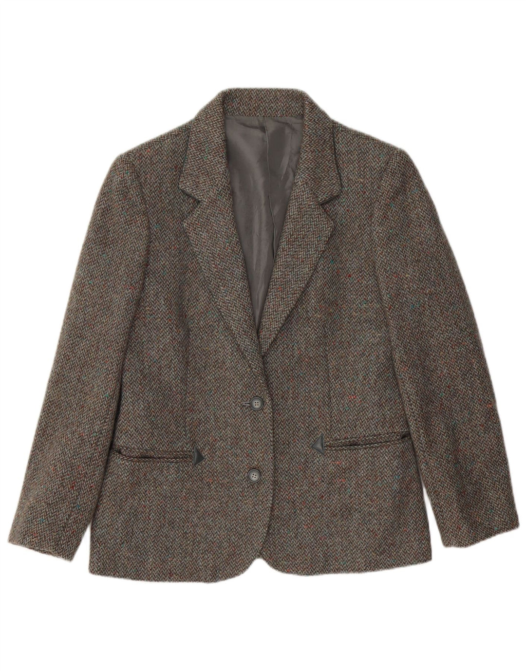 LANIFICO CAMPORE Dame 2-knaps blazerjakke IT 44 Medium Brun Chevron