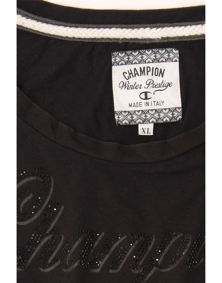 Champion Dame Grafisk Top Langærmet UK 18 XL Sort