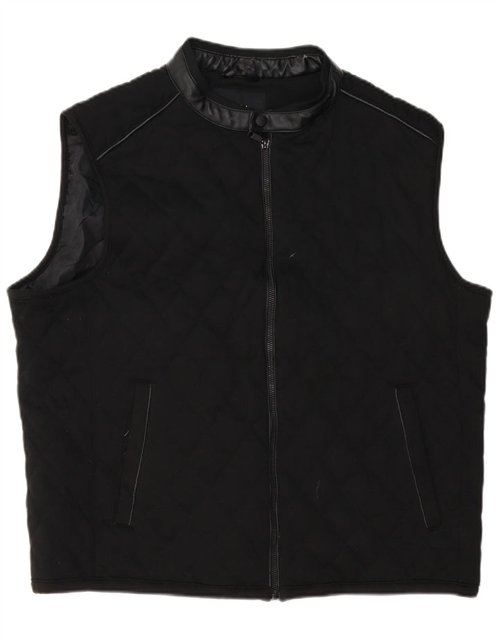Zara Herre Quiltet Gilet UK 42 XL Sort Polyester