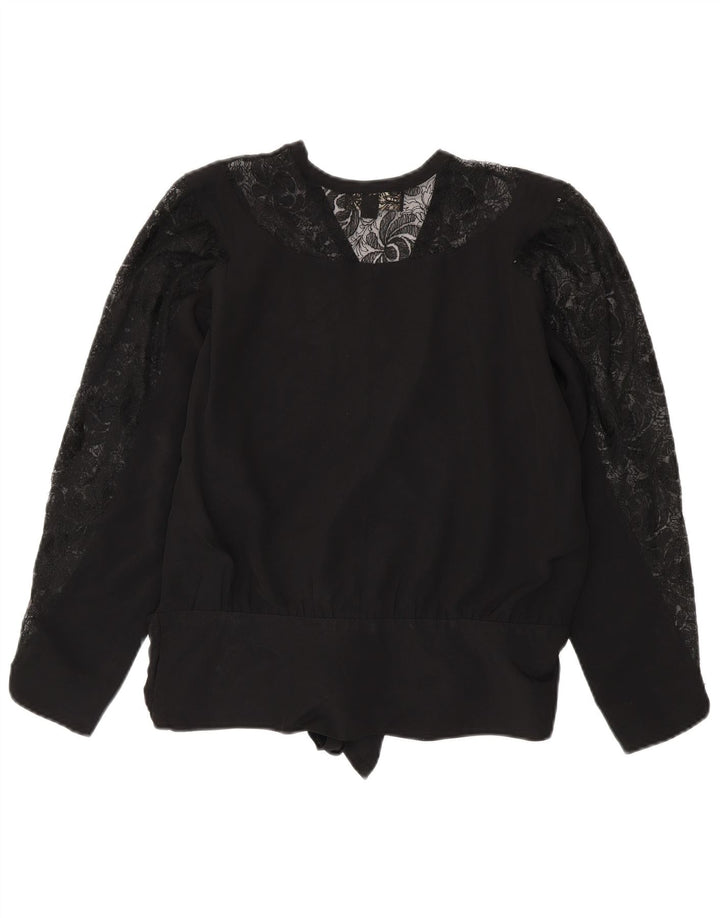 Superior Dame Langærmet Bluse Top EU 40 Medium Sort Viscose