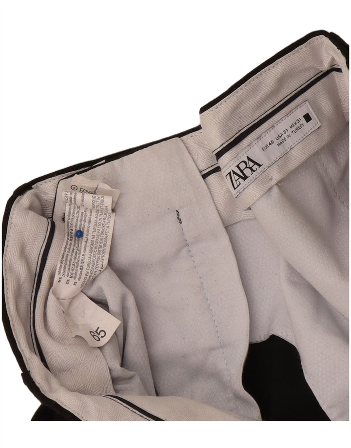 Zara Herre Slim Suit Bukser EU 40 Medium W31 L27 Sort Polyester