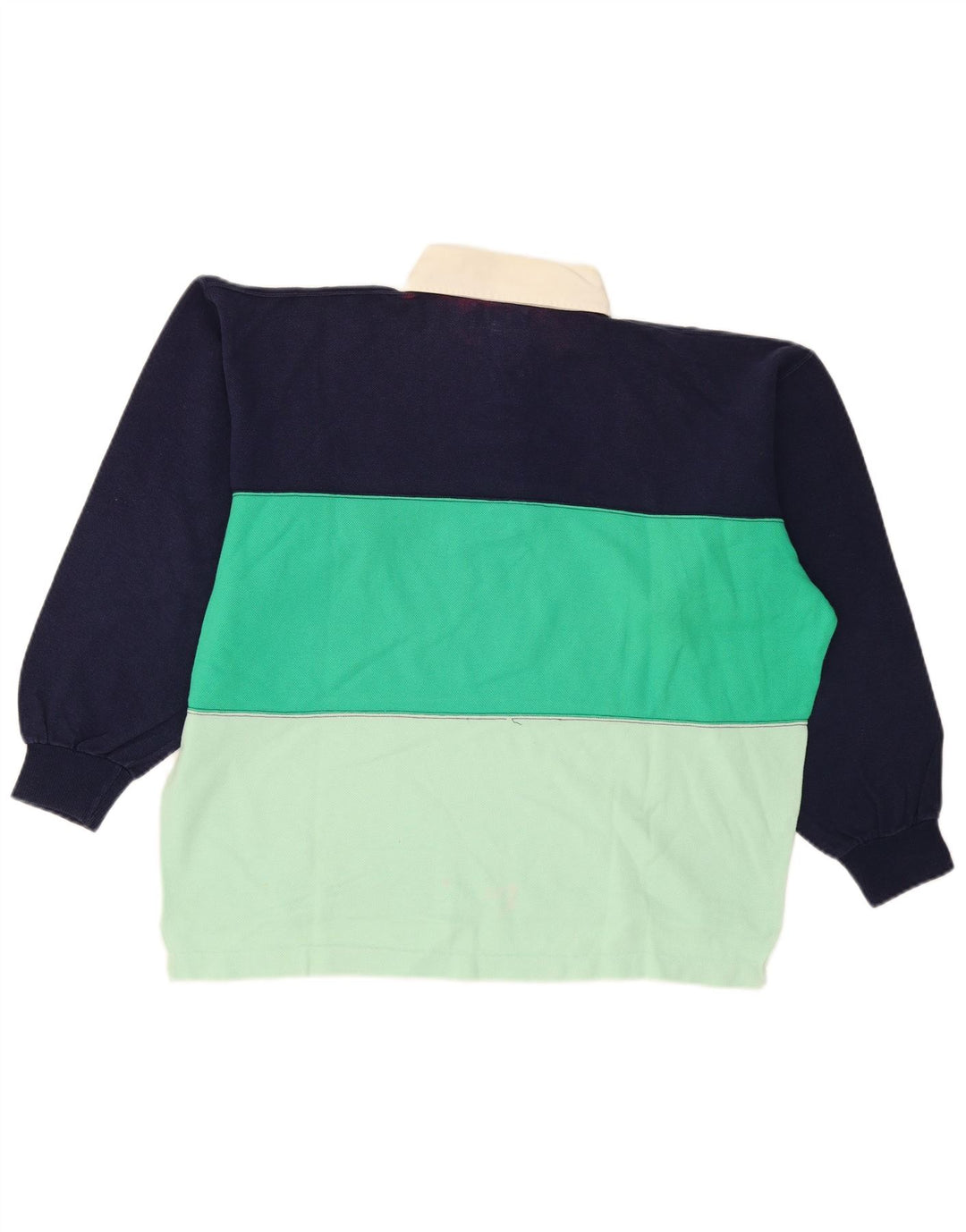 Vintage herre polo hals sweatshirt jumper stor flerfarvet farveblok