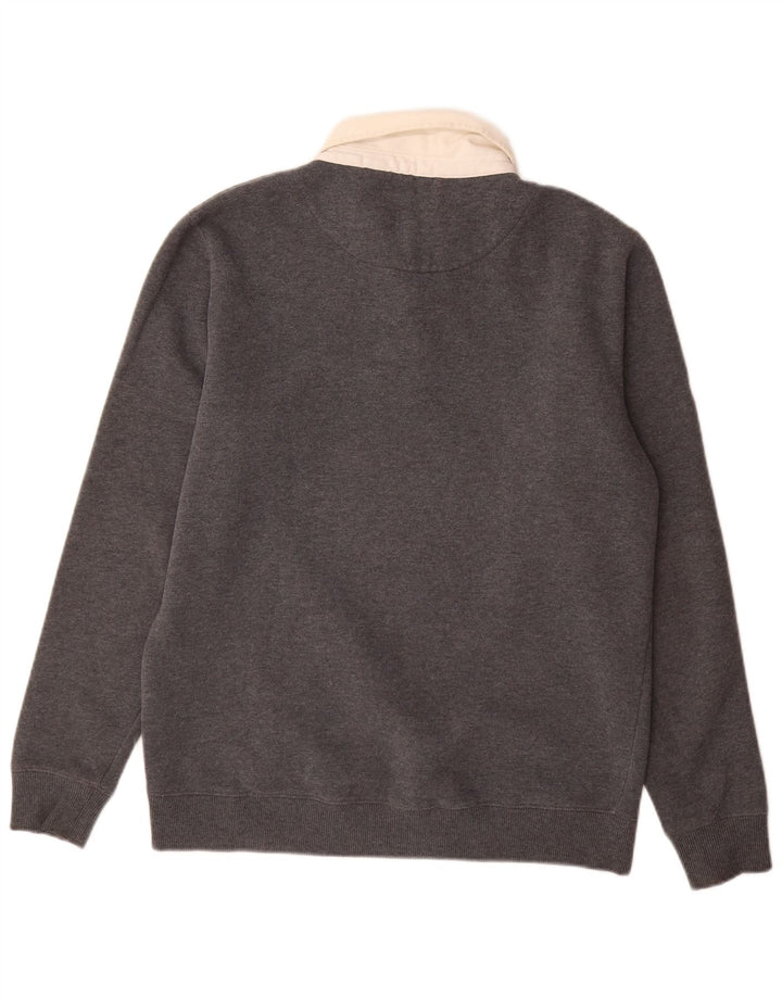 Superdry Polo-hals sweatshirt til mænd, stor grå bomuld