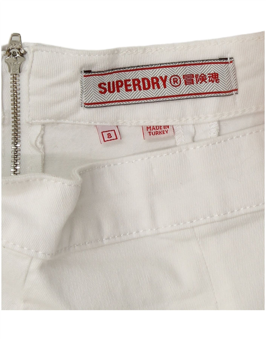 SUPERDRY Mininederdel til kvinder UK 8 Small W26 White Bomuld