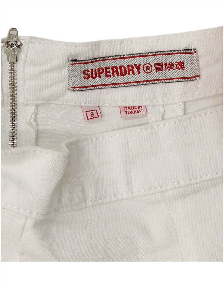 SUPERDRY Mininederdel til kvinder UK 8 Small W26 White Bomuld