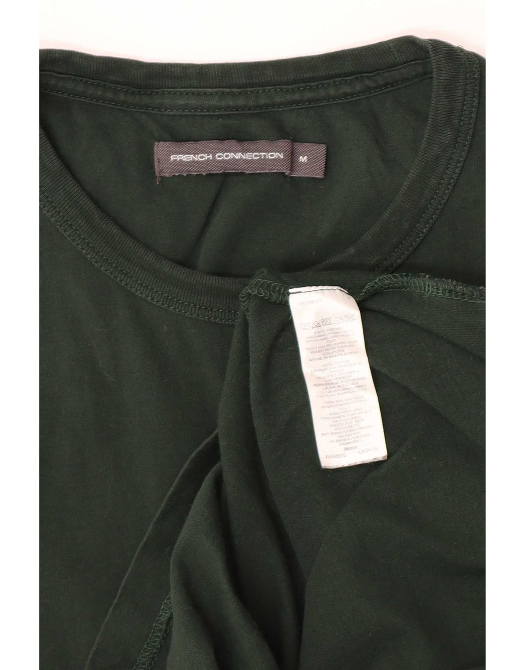 French Connection Dame T-Shirt Top UK 12 Medium Grøn Bomuld