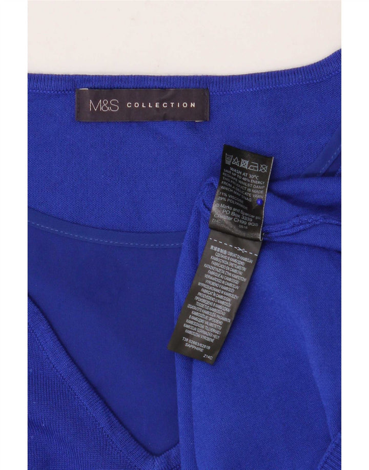 Marks & Spencer Dame 3/4-ærmet V-hals sweater UK 12 Medium Blue