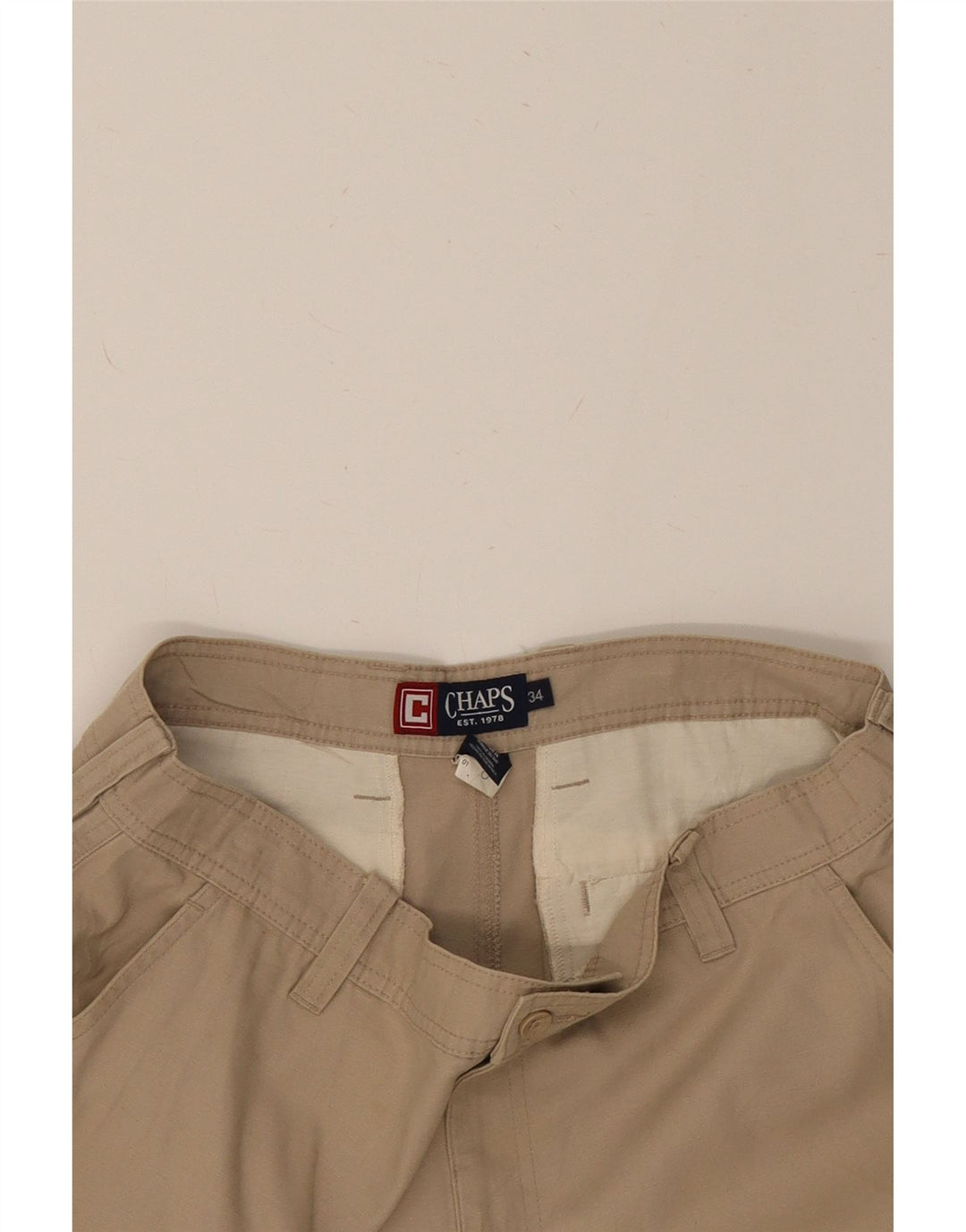 CHAPS Mens Cargo Shorts W34 Large  Beige Cotton Vintage Chaps and Second-Hand Chaps from Messina Hembry 