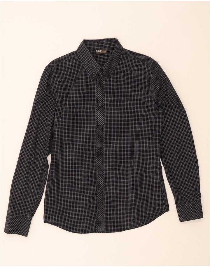 LEE Mens Shirt Large Black Check Cotton