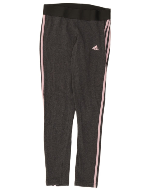 ADIDAS Dame Leggings UK 12/14 Medium Grey Bomuld
